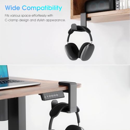 ZORBES® PC Gaming Headset Headphone Hook Holder Hanger Mount Stand with Adjustable Rotating Arm Clamp Under Desk Design Universal Built in Cable Clip Organizer 2 PCS ZORBES® PC Gaming Headset Headphone Hook Holder Hanger Mount Stand with Adjustable Rotating Arm Clamp Under Desk Design Universal Built in Cable Clip Organizer 2 PCS